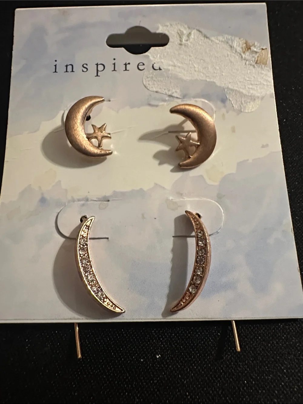 Inspired Rose Gold Moon & Star Earring Set #80